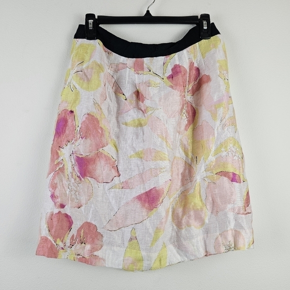 LOFT Petite watercolor print Lyocell Linen Blend Skirt Size 8P - Picture 1 of 7
